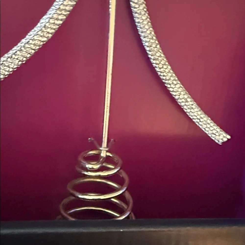Christian Siriano Silver Rhinestone Bow Tree Topper Christmas Viral